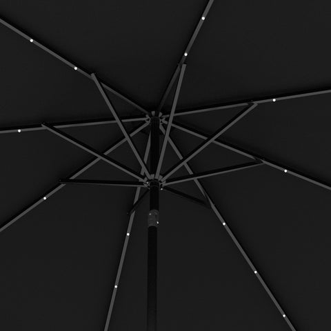 Outsunny 2.7m Outdoor Patio Garden Umbrella Parasol with Tilt Crank and 24 LEDs Lights, Black