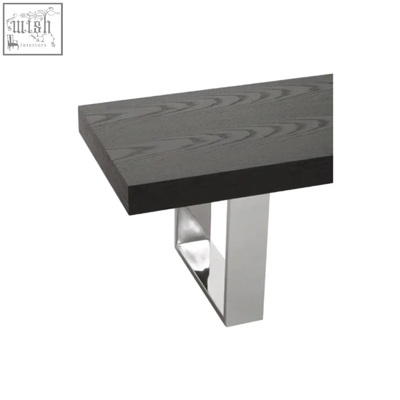 Modern ulmus black elm wood bench with sleek chrome legs and a black elm wood top for stylish seating