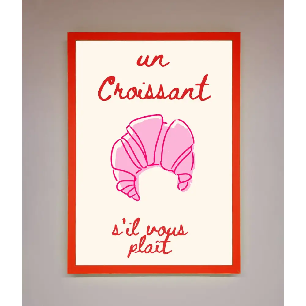 Un Croissant Framed Wall Art - B0 (100 x 141 cm) / Neon Red - Framed Print