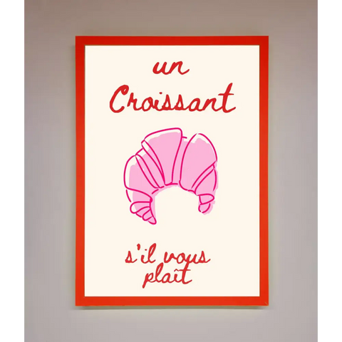 Un Croissant Framed Wall Art - B0 (100 x 141 cm) / Neon Red - Framed Print