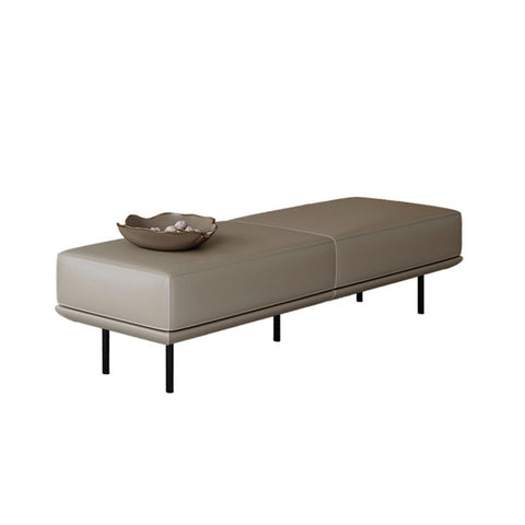 Beige leather undine bench with black metal legs made of pu leather perfect for modern seating spaces
