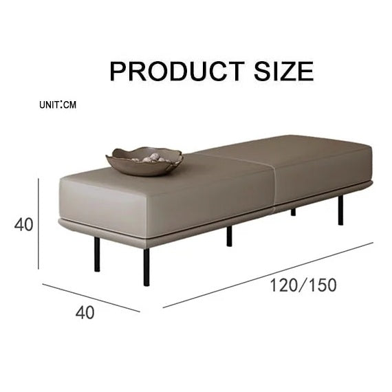 Beige leather undine bench with black metal legs and minimalist design in pu leather for modern spaces