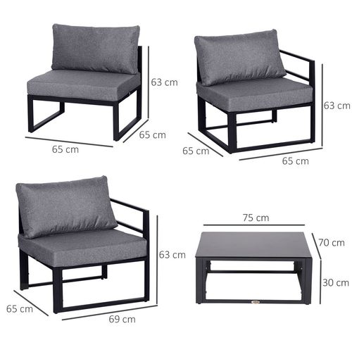 6Pcs Outdoor Sectional Sofa Set Conversation Aluminum Frame Cushion Outsunny