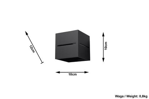 Wall Lamp LOBO Black Up/Down Square Shape Modern Loft Design G9