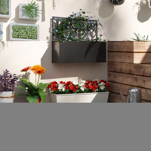 Outsunny Metal Raised Garden Bed with Trellis, Outdoor Elevated Planter Box