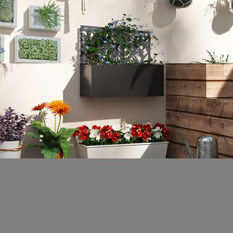 Outsunny Metal Raised Garden Bed with Trellis, Outdoor Elevated Planter Box