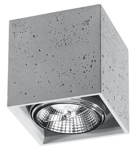 Ceiling Lamp VALDE Concrete Square Shape Loft Design Grey Modern GU10 LED
