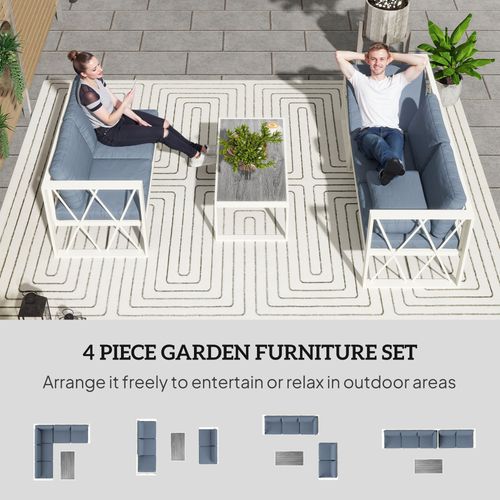 Outsunny 5 Seater Sectional Outdoor Sofa Set with Loveseats for Garden Grey