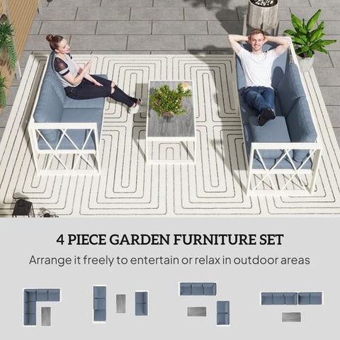 Outsunny 5 Seater Sectional Outdoor Sofa Set with Loveseats for Garden Grey