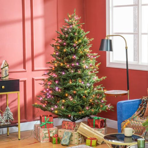 HOMCOM 1.8m Prelit Artificial Christmas Tree w/ Lights for Party Decoration