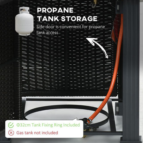 Premium Gas Fire Pit Table w/ Rain Cover & Windscreen ? Stylish Design, 50,000 BTU Powerful Burner