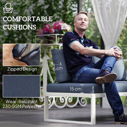 Outsunny 5 Seater Sectional Outdoor Sofa Set with Loveseats for Garden Grey