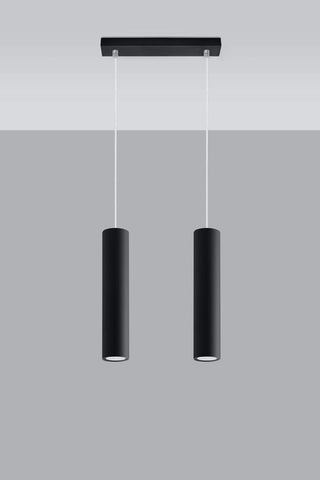 Pendant lamp LAGOS 2 Black Round Tube Shape Modern Loft Design LED GU10