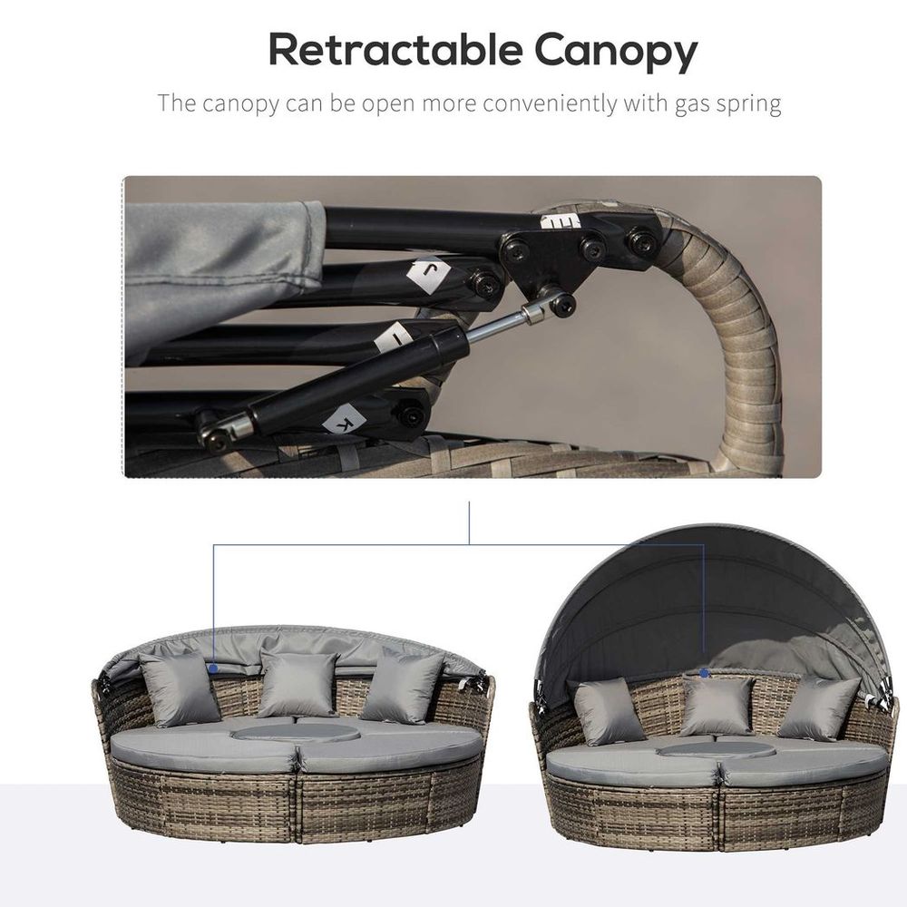 Deluxe 5 Piece Grey Outdoor Rattan Sofa Bed Table Set - High Quality & Comfortable