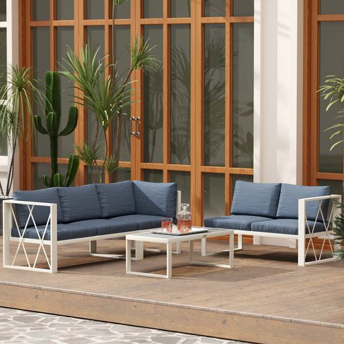 Outsunny 5 Seater Sectional Outdoor Sofa Set with Loveseats for Garden Grey