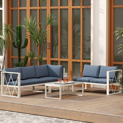 Outsunny 5 Seater Sectional Outdoor Sofa Set with Loveseats for Garden Grey