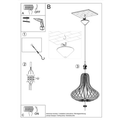 Pendant lamp wood Elza Scandinavian Design E27