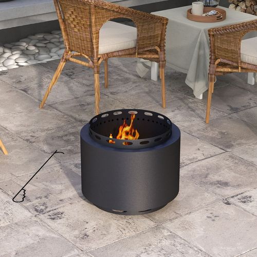 Outsunny 48.5cm Smokeless Wood Burning Firepit Metal Fire Pit, Black