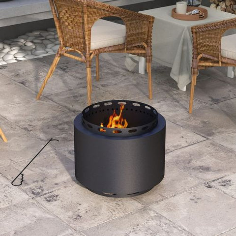 Outsunny 48.5cm Smokeless Wood Burning Firepit Metal Fire Pit, Black