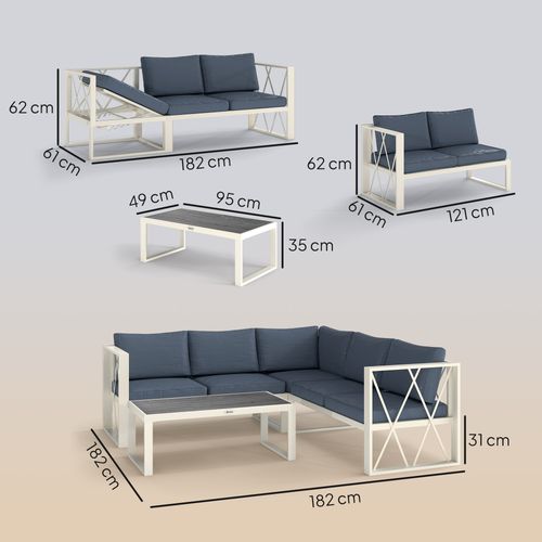 Outsunny 5 Seater Sectional Outdoor Sofa Set with Loveseats for Garden Grey