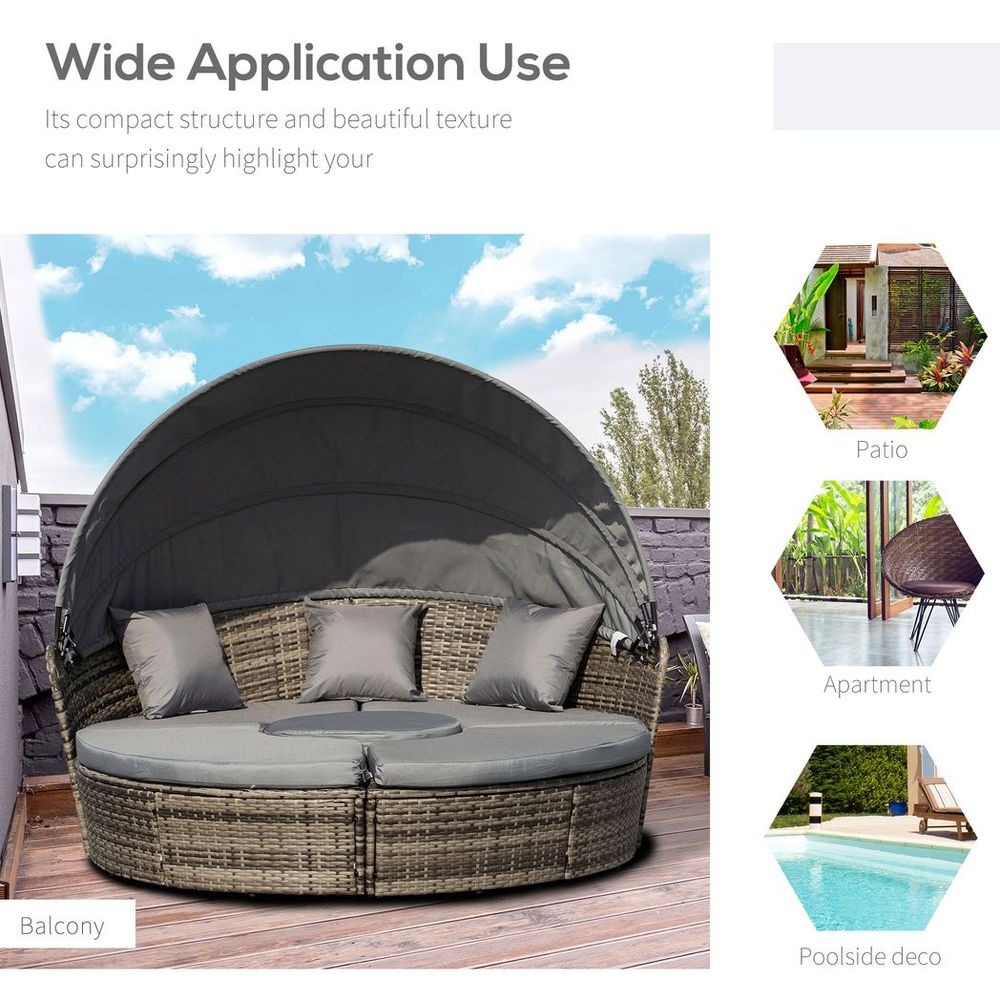 Deluxe 5 Piece Grey Outdoor Rattan Sofa Bed Table Set - High Quality & Comfortable