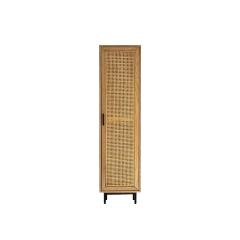 Tall uno g4 wardrobe with woven cane door wooden finish and black metal legs for stylish storage solution