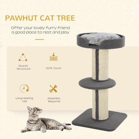 PawHut 91cm Cat Tower Scratching Posts Cat Tree for Indoor Cats Kitten Activity Centre Grey