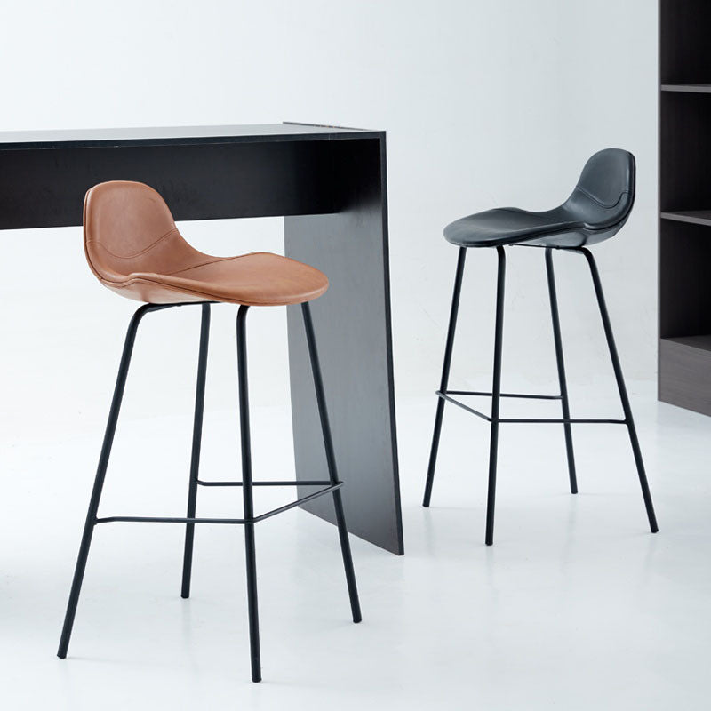Brown leather upton nordic bar stool with black metal legs perfect for stylish kitchen or bar seating