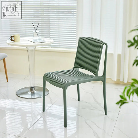 Modern olive green upton plastic dining chair with woven ribbed design perfect plastic dining chair option