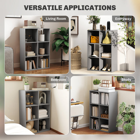 HOMCOM 6-Cube Bookshelf - Light Grey