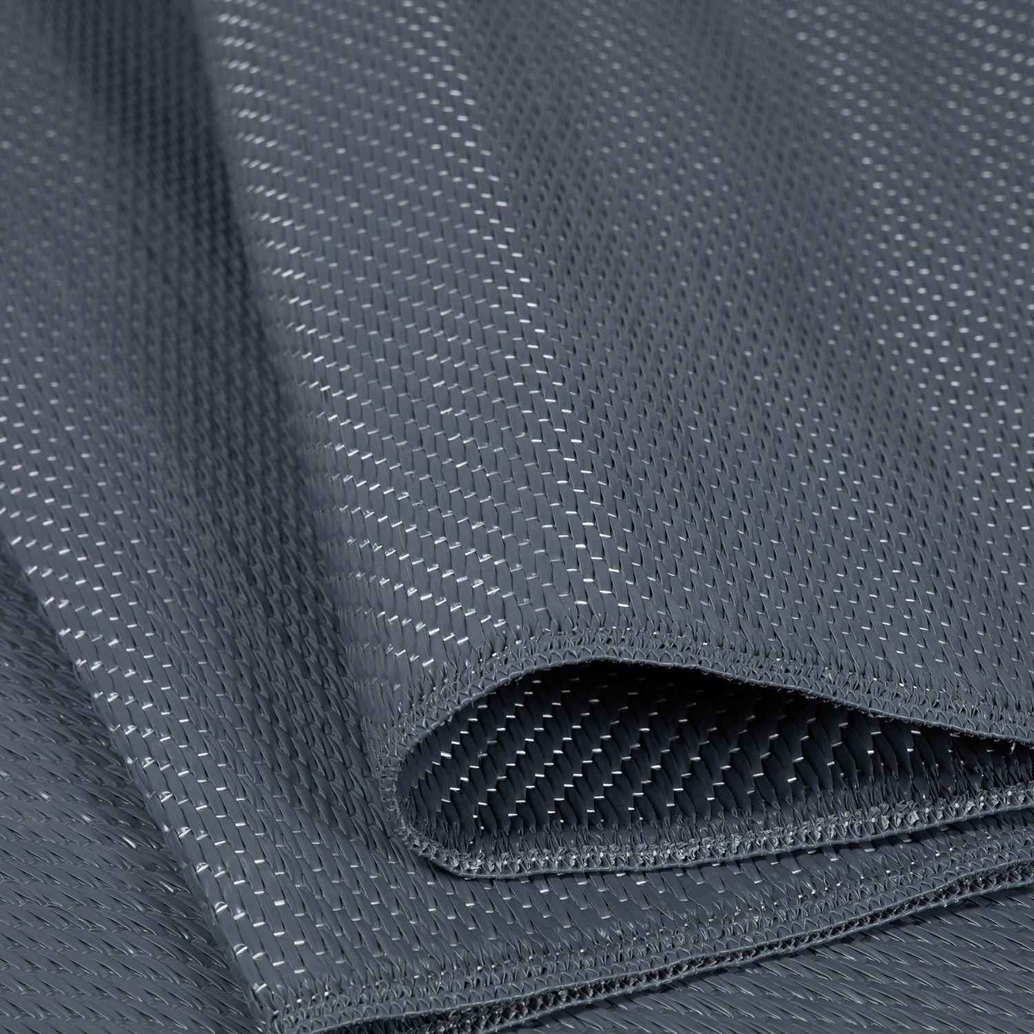 Dark gray woven urban outdoor rug anthracite with subtle texture and reinforced edge stitching for durability