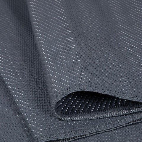 Dark gray woven urban outdoor rug anthracite with subtle texture and reinforced edge stitching for durability