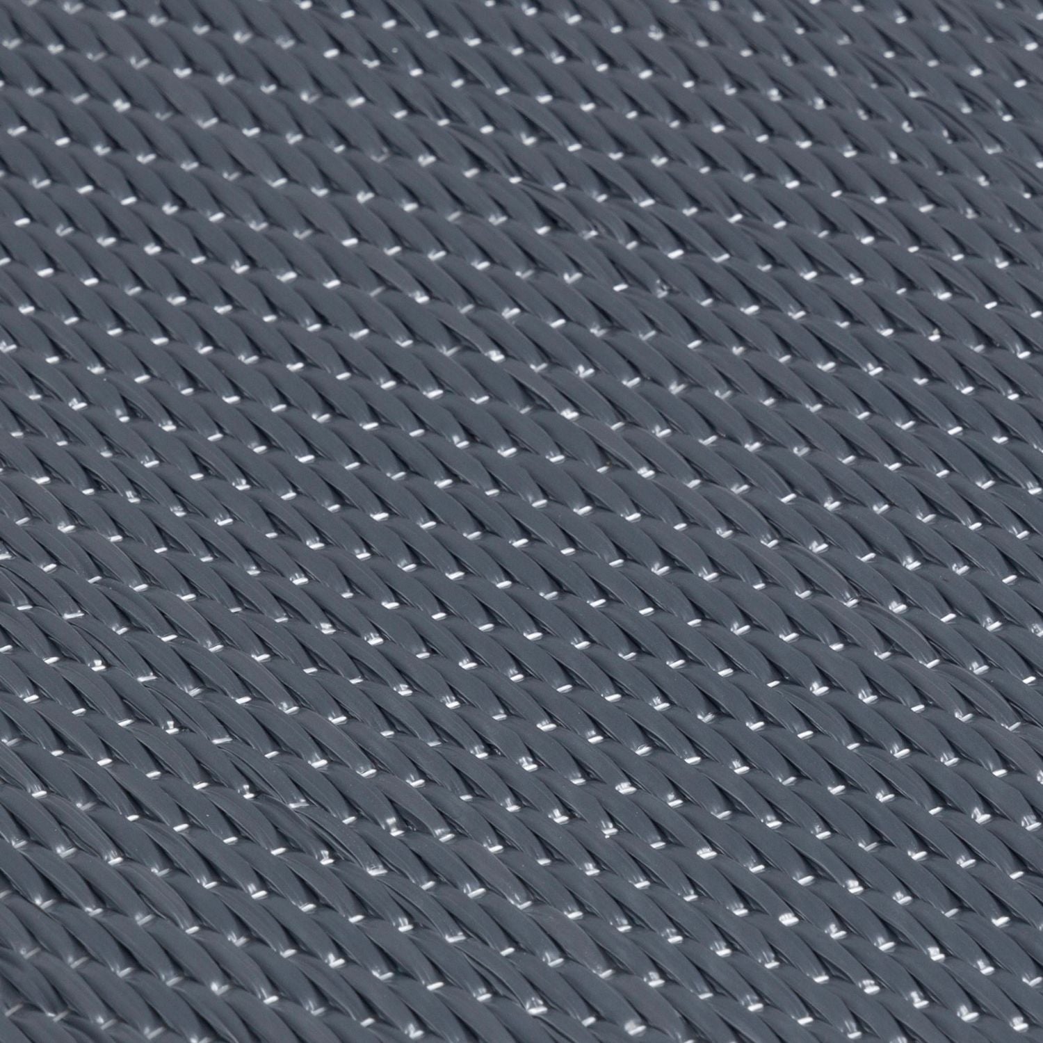 Dark gray woven mesh urban outdoor rug anthracite with a tight interlaced pattern perfect for outdoor use