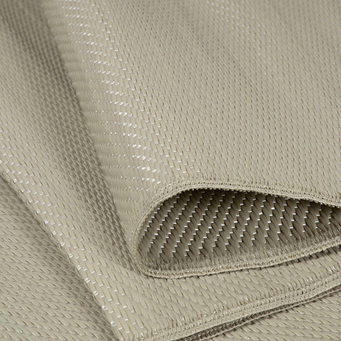 Beige woven fabric with subtle sheen and tight threads in urban outdoor rug beige perfect for outdoor use