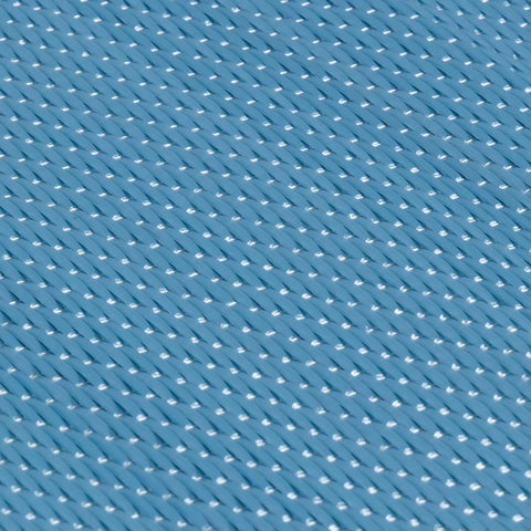 Light blue woven urban outdoor rug with diagonal ribbed texture perfect as an outdoor rug blue option