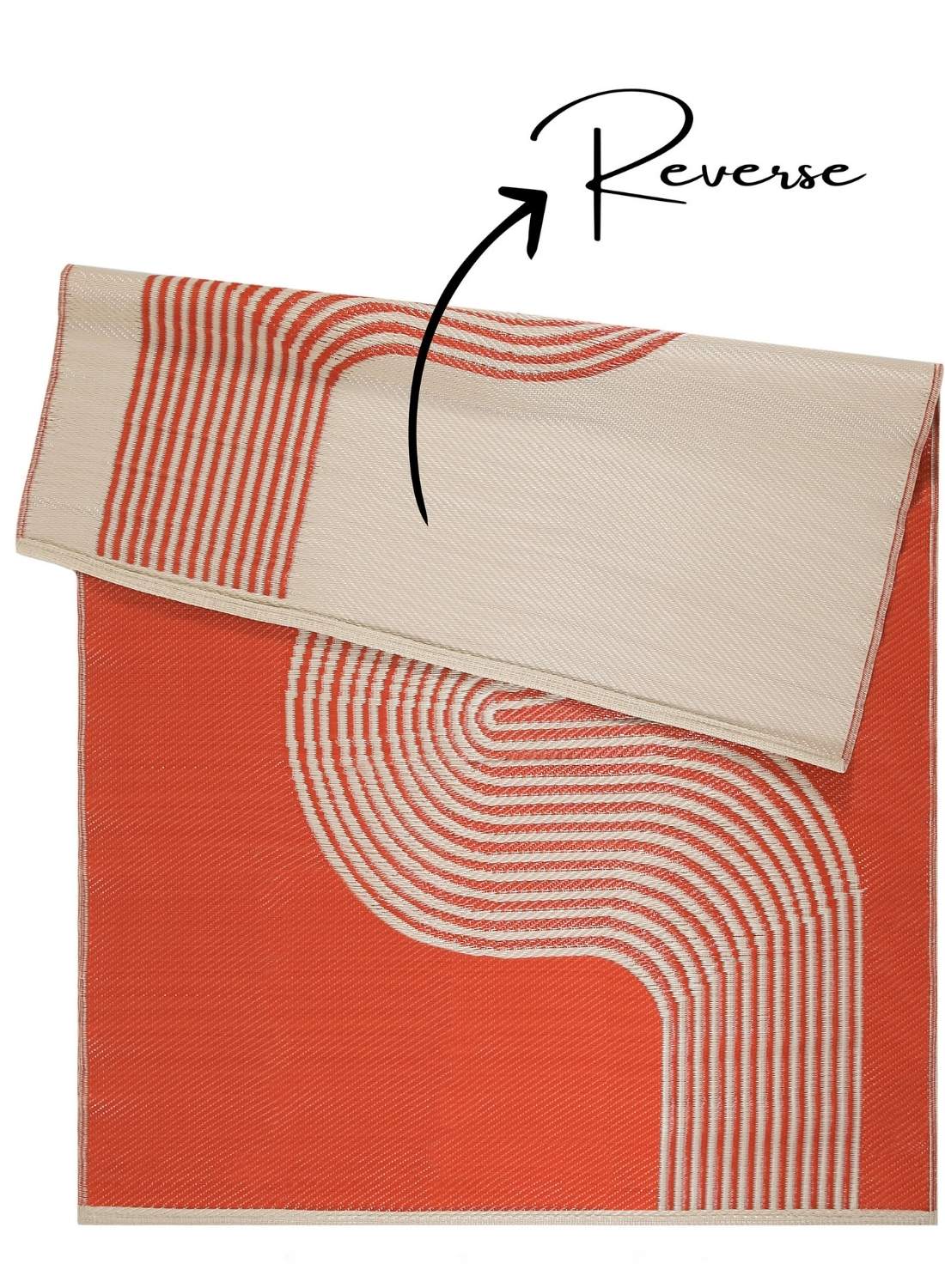 Orange and cream geometric patterned urban outdoor rug terra and beige perfect for modern outdoor spaces