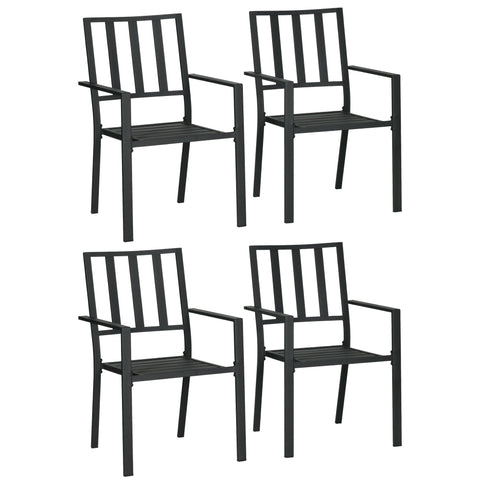 Outsunny Set of Four Minimal Metal Garden Chairs - Black