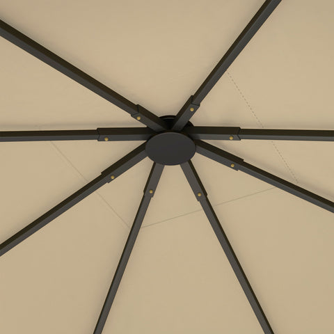 Outsunny 3 x 3(m) Gazebo Canopy Replacement Cover, Garden Gazebo Roof Replacement with Drain Holes, Water Resistant PVC Coating, 370g/\'e3\'8e\'a1, UPF30+, TOP COVER ONLY, Beige