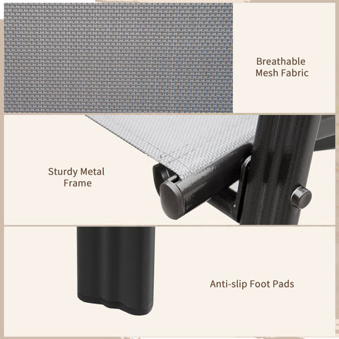 Outsunny Set of Four Stackable Mesh Seat Chairs - Dark Grey