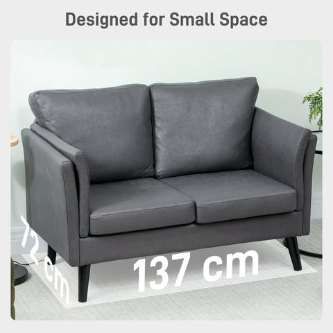 HOMCOM Two-Seater Leathaire Sofa - Grey