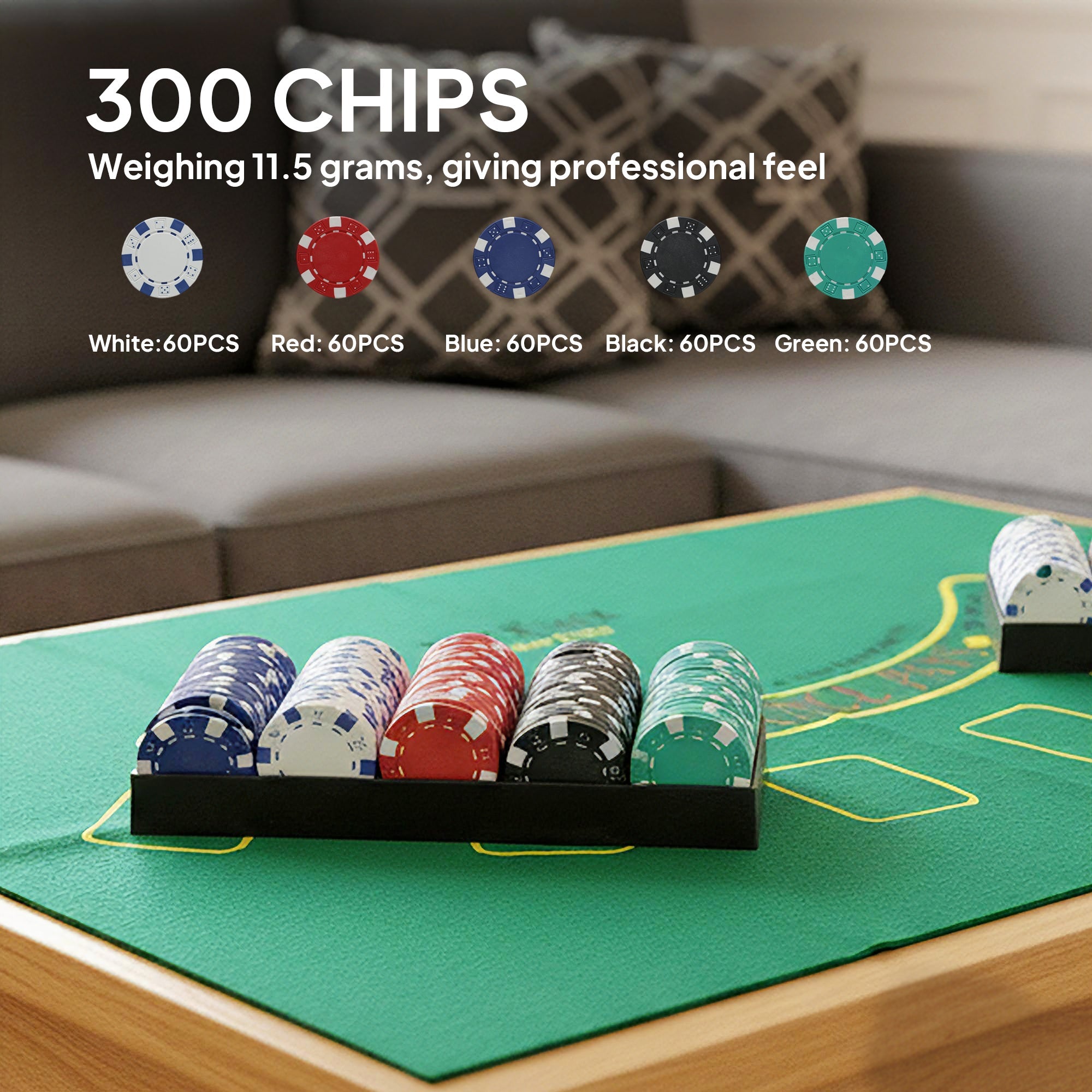 SPORTNOW 300-Piece Poker Chips Set with Card Shuffler, Card Shoe, Case, Casino Texas Holdem Poker Set with Mat, Silver Tone