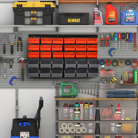 DURHAND 30 Cubbie On-Wall Storage Board Tool Screw Organiser Garage Workshop DIY Container w/ Screw Kit Tool Equipment Tidy