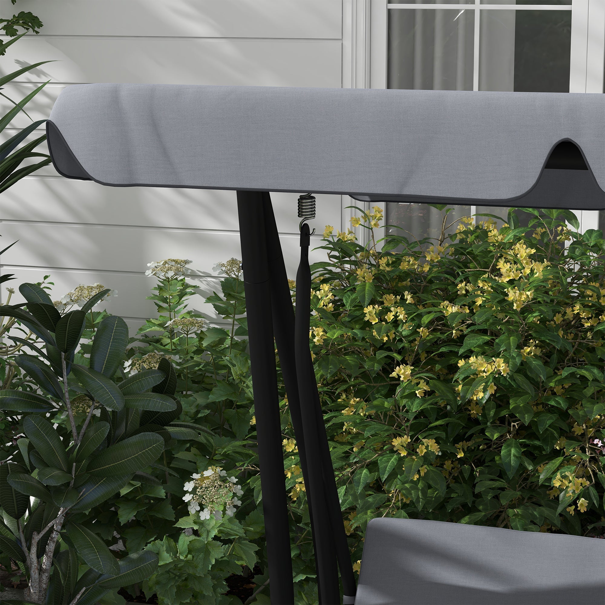 Outsunny Three-Person garden Swing Chair, with Adjustable Canopy - Light Brown