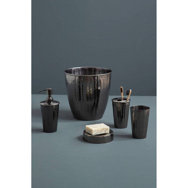Vaco hammered black nickel finish waste bin with black hammered metal and sleek modern matte design