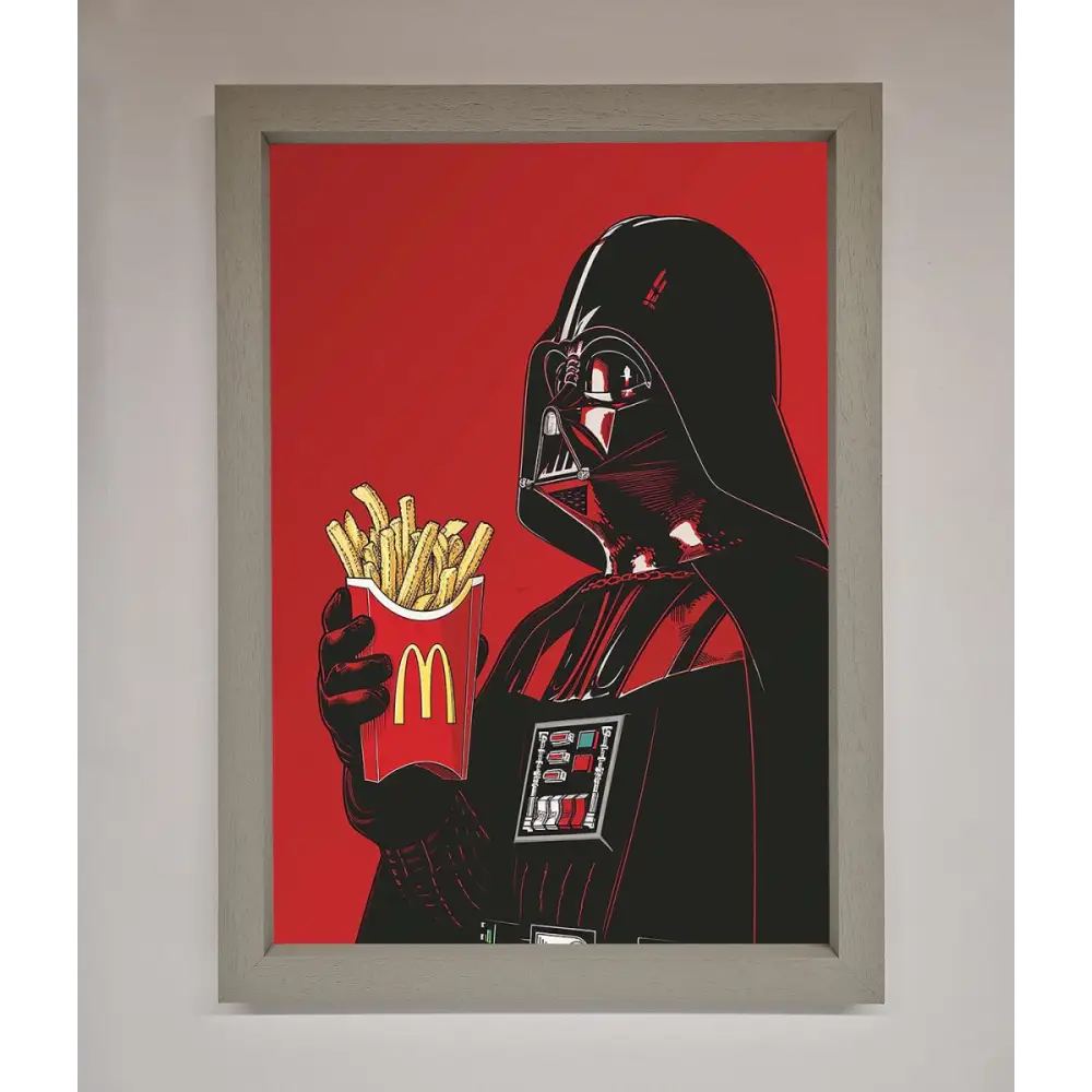 Vader French Fries Framed Poster - A3 (29.7 x 42 cm) / Grey - Framed Print