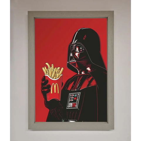 Vader French Fries Framed Poster - A3 (29.7 x 42 cm) / Grey - Framed Print