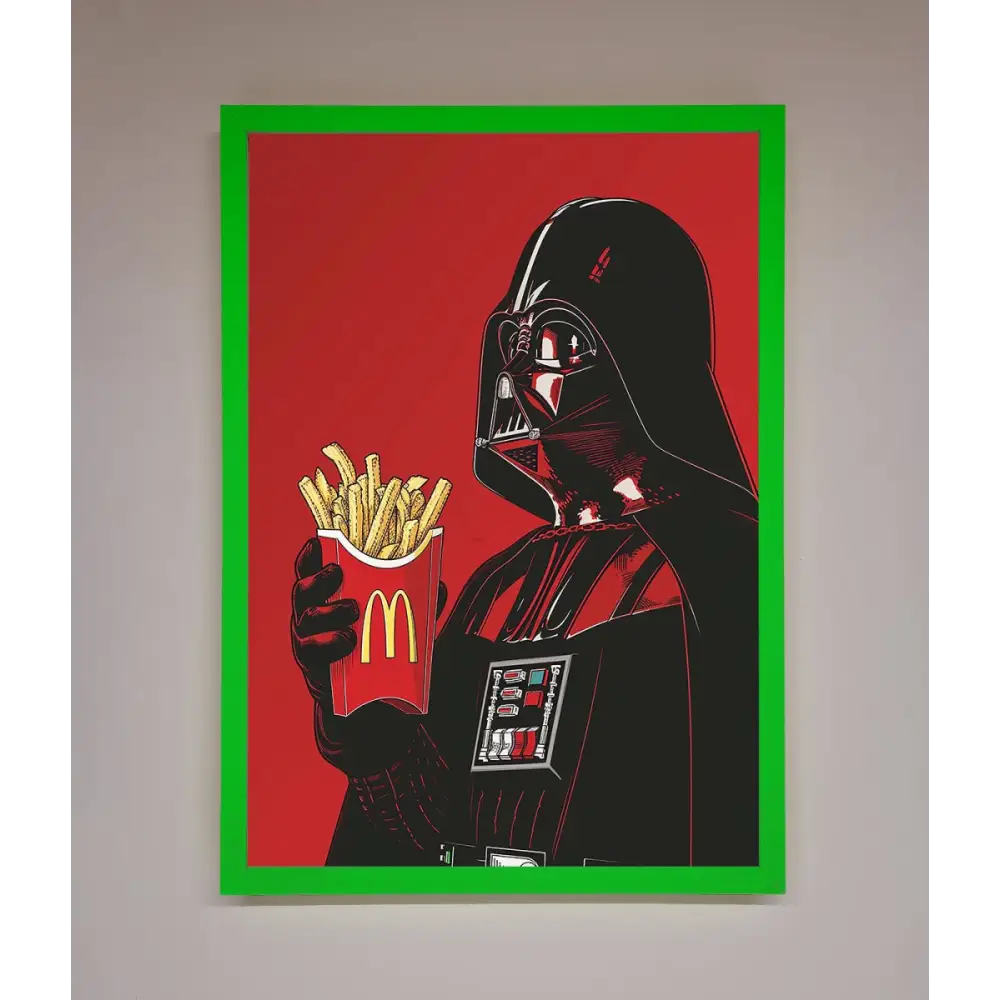 Vader French Fries Framed Poster - A3 (29.7 x 42 cm) / Neon Dark Green - Framed Print