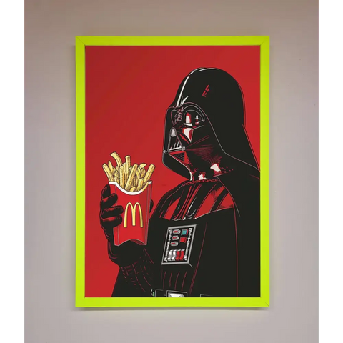 Vader French Fries Framed Poster - A3 (29.7 x 42 cm) / Neon Green - Framed Print