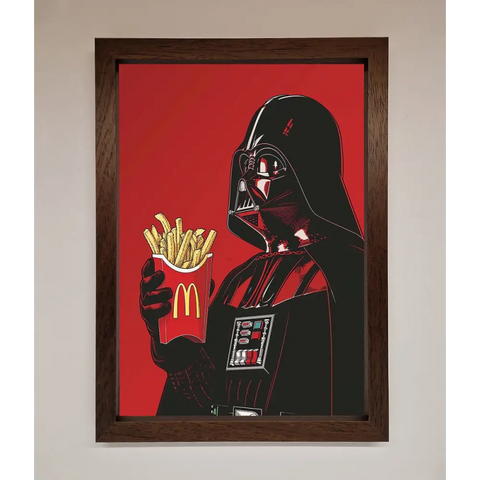 Vader French Fries Framed Poster - A3 (29.7 x 42 cm) / Walnut - Framed Print