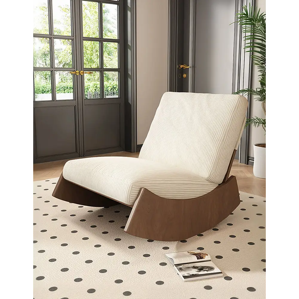 Valdez Rocking Lounge Chair Corduroy & Wood - rocking chair